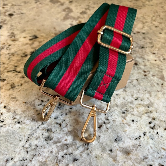 Green and Red Stripe Bag Strap - Picture 2 of 3